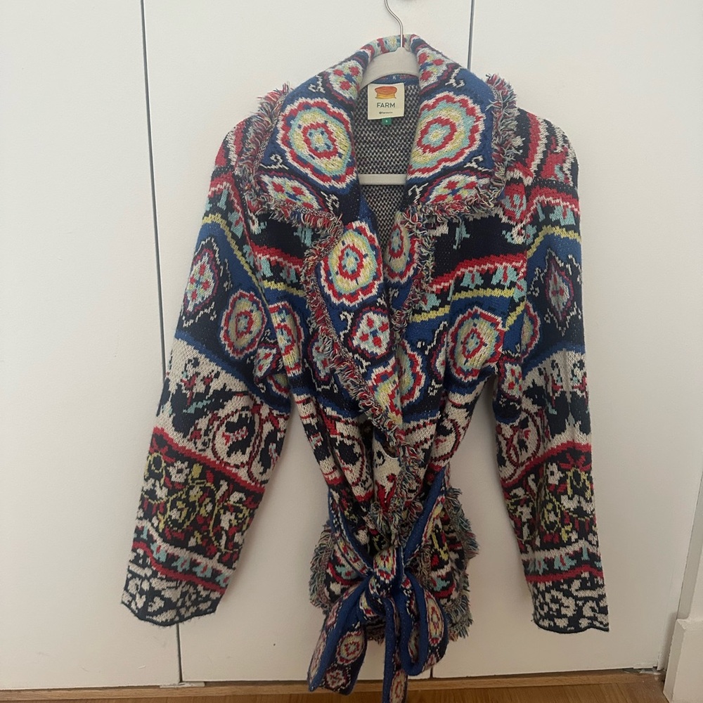 Colorful Alanui Style Patterned Knit Cardigan